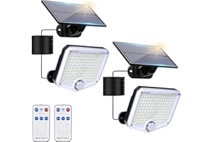 JumJam Solar Flood Lights Outdoor, 153 LED Solar Lights Outdoor Motion Sensor, 3 Modes PIR Spot Light with Remote, IP65 Waterproof Garden Light for Front Door Garage Backyard Outside, 2 Pack