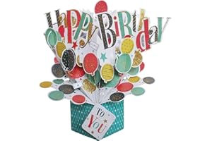 SECOND NATURE POP UPS 'Happy Birthday' bukiet balonów urodziny rozkładana kartka z życzeniami 3D kartki pop-up