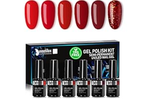 Beautilux Vernis à Ongles Semi Permanent, 6 Couleurs 10ml, Soak Off Vernis Gel UV Semi Permanent Rouge Bourgogne Rouge Foncé pour Manucure Noël Nail Art (YT-01)