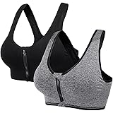 seryero Women Zip Front Sports Bra High Impact Seamless Comfort Yoga Bralette with Removable Pads Multipack