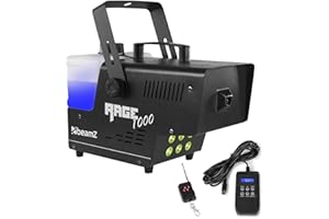BeamZ RAGE1000LED Nebelmaschine DMX, 1000 Watt Fogger mit Fernbedienung, DMX Rauchmaschine mit Lichteffekt, Intervall Timer Fog Machine, Smoke Machine mit 2 Liter Tank, Partynebel