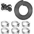 Fuel Line Hose, 6mm Fuel Pipe, Diameter Fuel Line Set, 1m Motorcycle Fuel Pipe, Fuel Pipe High-Temperature Resistant, Fuel Hose, with Hose Clamps, Suitable for Trucks, Cars, Tractors and Small Engines