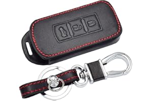 Happyit Skórzane etui na kluczyki samochodowe Brelok samochodowy do Mitsubishi Outlander Lancer EX Pajero 3 przyciski