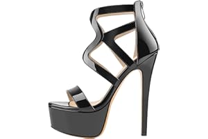 Only maker Damen Plateau Sandalen Riemchensandaletten Stiletto Absatz High Heels