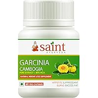 Saint Ayurveda's Pure Garcinia Cambogia for Weight Loss Capsules, Appetite Suppressant & Speed Up Burning Fat Naturally - 60 Veg Capsules