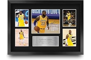 HWC Trading FR A3 LeBron James Lakers Geschenke Gedruckt, Signiert Autogramm-Präsentation-Display Für Basketball-Erinnerungsstücke-Fans - A3 Eingerahmt