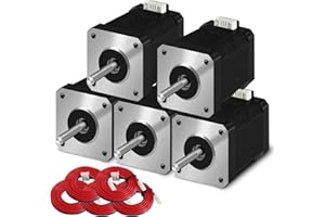 SIMAX3D NEMA 17 Stepper Motor 42-48 Pancake (5pcs/pack) 1.5A-3.8V 2 Phase 4 Wires 1.8 Degree with 1 Meter Cable for Creality CR-10 10S Ender 3 3D Printer/CNC Extruder and Y Axis