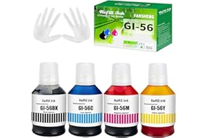 FANSHENG GI56 Inchiostro Compatibile con Canon GI-56 GI 56 Flaconi di Inchiostro per MAXIFY GX7050 GX6050 GX5050 GX4050 GX3050 (4 Pack, Nero Ciano Magenta Giallo)