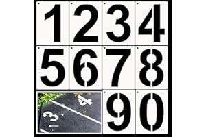 BTORER BTORER BTORER 8inch 0 to 9 Large Number Stencils Set, 10Pcs Reusable Curb Address Number Stencils for Painting DIY Mailbox Signs Road Parking Lot Door Trucks