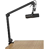 Gator Frameworks Deluxe Desk-Mounted Broadcast Microphone Boom Stand For Podcasts & Recording; Integrated XLR Cable (GFWBCBM3