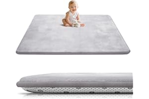 ‎TUOCAL Tuocal Krabbelmatte Baby 150×180cm, 3cm Dicke Schaumstoff Spielmatte, Ultraweiche Stütze und Plüschiges Gefühl Teppich Kinderzimmer, Pflegeleichte Krabbeldecke Baby mit Rutschfester Unterseite, Grau