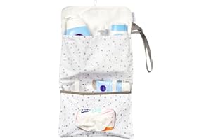 FlyIdeas Nappy Pouch - Baby Changing Dry Wet Bag for Diapers, Nappies & Wipes | Easy Carry with One-Hand or Hang On-The-Go Pouch for Buggy/Pram