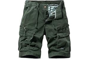 MOKBAY Pantalones Cortos Cargo Hombre Cargo de Color Liso Bermuda con Cordón Pantalón Corto Hombre Cremallera Bolsillos