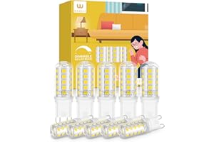wowatt G9 LED Bulbs Dimmable Cool White 6000K, 10 Pack, 4W G9 LED Light Bulbs Equivalent to 40W G9 Halogen Bulbs, No Flicker LED G9 Bulbs,400LM, CRI＞83, AC 220-240V