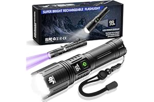 ‎JAY-PARK JAY-PARK Taschenlampe LED Aufladbar 500000 Lumen Extrem Hell, Taktische Taschenlampen mit Zoombar, 5 Lichtmodi mit Holster für Camping Notfälle (5000 mAh Akku)