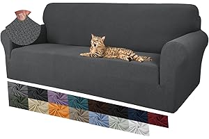 MAXIJIN Fundas para sofá jacquard creativas para 3 plazas, 1 funda de sofá antideslizante superelástica para perros (3 plazas, gris oscuro)