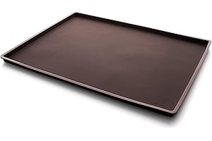 Lékué - Tapis de Four à Rebords Silicone Marron 40 x 30 cm, Tapis de patisserie à génoises, gâteau roulé/Plateau cuisson anti-débordement