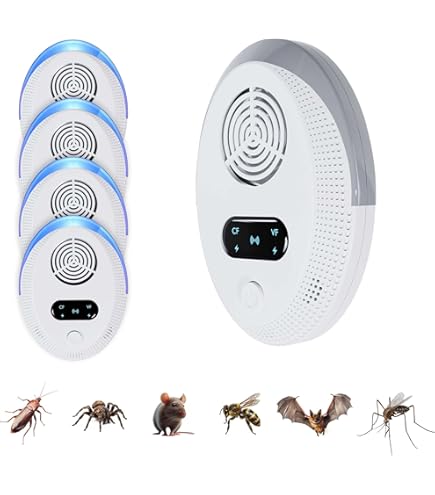 Répulsif Anti-Nuisibles Ultrason - 6 Pack - Contre Souris, Rats, Cafards, Moustiques - Jusqu'à 120m² - Branchement Simple