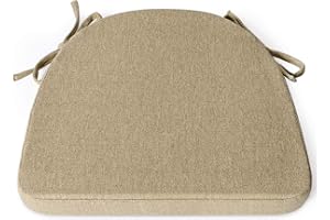 TANYOO Sitzkissen Halbrund Waschbares Stuhlkissen mit Bindeband 43 * 41cm Rutschfestes Sitzpolster für Gartenstuhl, Esszimmerstuhl oder Bürostuhl (Dunkelbeige)