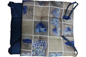 Russo Tessuti 6 Cuscini Sedie Cucina Coprisedia Imbottiti Cuore Allungato Laccetti Vari Colori-Blu