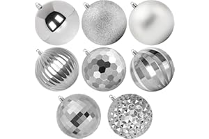 Benjia Olbrzymie bombki świąteczne, bardzo duże bożonarodzeniowe nietłukące się plastikowe bombki kulkowe, zestaw do użytku na zewnątrz, trawnik, podwórko, wiszące dekoracje (10 cm/100 mm, 8 opakowań,