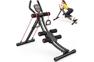 Fostoy Ab Machine, Adjustable Abs Workout Equipment for Home Gym, Ab Trainer Machine for Core & Abdominal Exercise, Foldable Ab Workout Machine for Beginners & Seniors