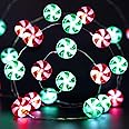 Christmas Candy String Lights, 10ft 30 LED 8 Modes Battery Powered Lights, Light Decoration for Christmas Birthday Bedroom Home (Red and Green)