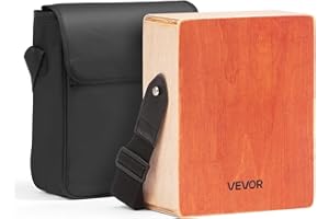 VEVOR Cajon avec Cordes de Guitare Internes, Boite de Percussion Légère Bois Bouleau, Instrument de Musique Portable avec Sac de Transport, Sangle Réglable, pour Débutants, Professionnels, 23x10x28 cm