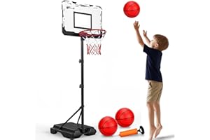 DILABNDA Kids Basketball Hoop Toy, Adjustable Height 37.8-74.8 Inch Portable Toddler Basketball Stand with Base/3 Balls for Indoor Outdoor Backyard Play Game Toy, Gift for Boys Girls