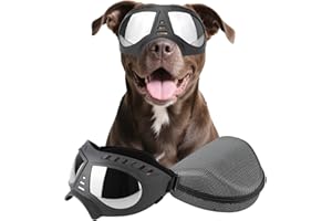 PETLESO Dog Goggles for Medium Large Dogs Anti-UV Wind Protection Eye Protection Pet Sunglasses with Adjustable Straps, Black