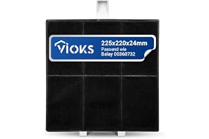 VIOKS Kolfilter 225х20х24 mm, Ersättning för Balay Köksfläkt Filter 00360732 AA260112 DHZ5186 LZ51851 Z5116X1 och Aktivt Kolf
