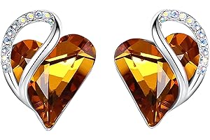 Leafael infini Amour cœur Boucles d'oreilles femme Argent, boucle d'oreille femme avec cristaux de guérison, Sans allergie bijoux femme avec coffret cadeau