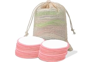 OKTAYOCUM 3 Layers Reusable Makeup Remover Pads, 20Pcs Cotton Wool Pads with Washable Laundry Bag, Soft Bamboo Face Pads, Eco-Friendly Reusable Face Cleansing Pads for All Skins