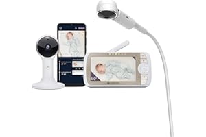 Motorola Nursery VM65X Connect - Moniteur Vidéo Bébé avec Montage sur le Berceau- 5" Full 1080p Wi-Fi-Connexion par Motorola Nursery app - Support magnétique Flexible pour caméra-Blanc