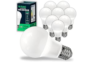 V-TAC 10x Lampadine LED A60 con Attacco E27 potenza 10.5W (Equivalenti a 75W) - Lampadine Nuova Generazione - 1055 Lumen - Massima Efficienza e Risparmio Energetico - 6500K Luce Fredda