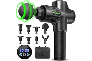 Pistolet de Massage Musculaire ALDOM Appareil de Masseur de Muscle Profond Avec 30 Niveaux Réglables 8 Têtes de Massage et l'Écran LCD Soulager Douleurs et Raideurs