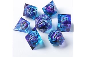 ELIFEL DnD Dadi Set Dadi D&D 7 Pezzi Occhio del Drago Mobili Bulbo Oculare Resina Gioco Particolari con Bordi Affilati Poliedrici Dadi per Dungeon Draghi Pathfinder RPG DND MTG con Confezione Regalo