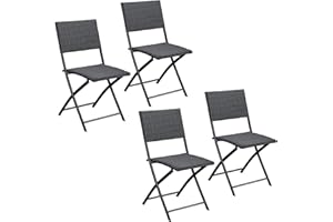 ‎CASARIA Casaria® Polyrattan Klappstuhl 4er Set 120kg Belastbarkeit Platzsparend Klappbar Leicht Tragbar Wetterfest Garten Terrasse Balkon Camping Stuhl Sessel