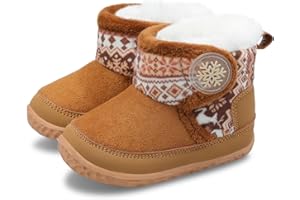 JIASUQI Baby Winter Booties Toddler Ankle Snow Boots with Faux Fur Lined Kid Warm Slippers Shoes for Baby Boys Girls