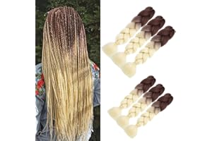 SHANGXIU Extension per Treccine Africane Extension Capelli Finti per Treccine Afro 60cm Ombre Kanekalon Treccia Capelli Sintetici Crochet Twist Jumbo Braids 6 Pezzi (Marrone-Beige)