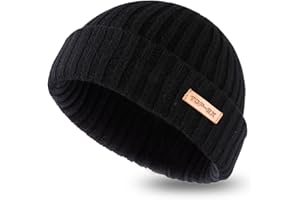 TOP-EX PolarWool™ 100 % Merino Wool L/XL/XXL Fisherman Beanie Watch Cap Single Layer 3 Styles Warm Winter Knit Hat for Men Women