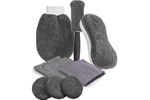BANGMINDA Spugna per Auto Set di Pulizia Kit di Strumenti di Lavaggio Auto Set di Pulizia in Microfibra per Auto Autolavaggio Guanto Spazzola di Ruota Panno in Microfibra Spugna Kit Lavaggio Auto