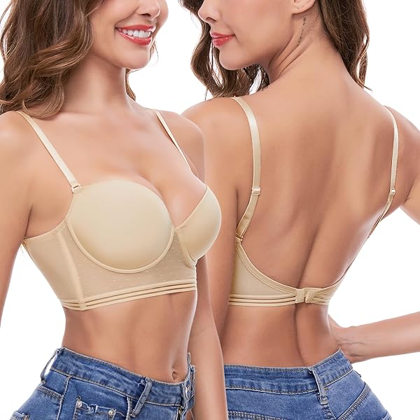 Extensions Soutien-Gorge PLABBDPL - 4 Paires - Pour Dos Nu - Ajustable Taille 32-40 - Nylon Élastique