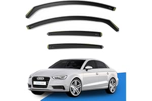 EdgeVisors Wind Deflectors | Fits: AUDI A3 MK3 / S3 / RS3 Saloon 4-doors (2013-2020) 4pc Set | In-Channel Rain Guards for Wind, Rain & Sun Protection, Easy Installation - Tinted