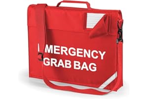 WORKWEAR WORLD School & Workplace Evacuation Emergency Grab Bag - Printed Red Emergency Documents Shoulder Strap Bag