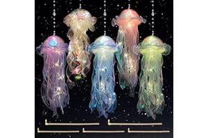 LUFEIS 5 Pcs Jellyfish Lamp in 5 Colors, Battery Powered Led Jelly Fish Light Lamp, Creative Jelly Fish Decoration, Atmosphere Glowing Jellyfish Lantern for Baby Shower Home Birthday Ocean Theme Party