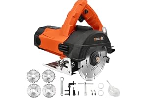 Mini Circular, GOXAWEE 1800W Electric Circular Saw with 4 Saw Blades (115mm), Pure Copper Motor, 12000RPM, Max Cutting Depth 46mm(90°), 30mm(45°) for Wood, Soft Metal, Tile and Plastic