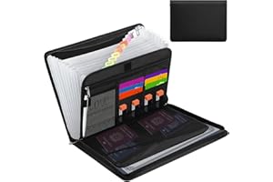 GEEGEAR Cartella Portadocumenti A4, Ignifuga Impermeabile Cartella Portadocumenti con 13 Tasche Espandibili Fisarmonica Porta Documenti Espandibile Portatile di Documenti per Passaporti, File, Certificati