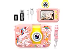 Kids Camera,ARNSSIEN 180° Flip Lens Camera for Kid,2.4in IPS LCD Digital Camera with Silicone Case,Child Selfie Camera for 3 4 5 6 7 8 9 10 Year-Old Girl Boy Christmas Birthday Gift Toddler Camera Toy