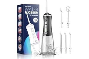 Idropulsore Dentale Senza Fili JTF Idropulsore Dentale Portatile Idropulsore Dentale Ricaricabile USB con 5 Beccuccio Jet Ugelli, 4 Modalità 8 Pressione, IPX7 Impermeabile, per Casa o Viaggio, Nero
